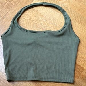 Olive Green Ribbed Crop Top